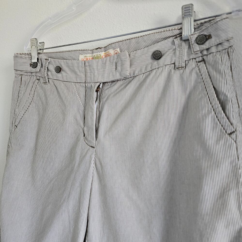 J Crew Chino Y2K Low-rise Striped Bermuda Shorts Womens Size 8 Brown White - Picture 2 of 9